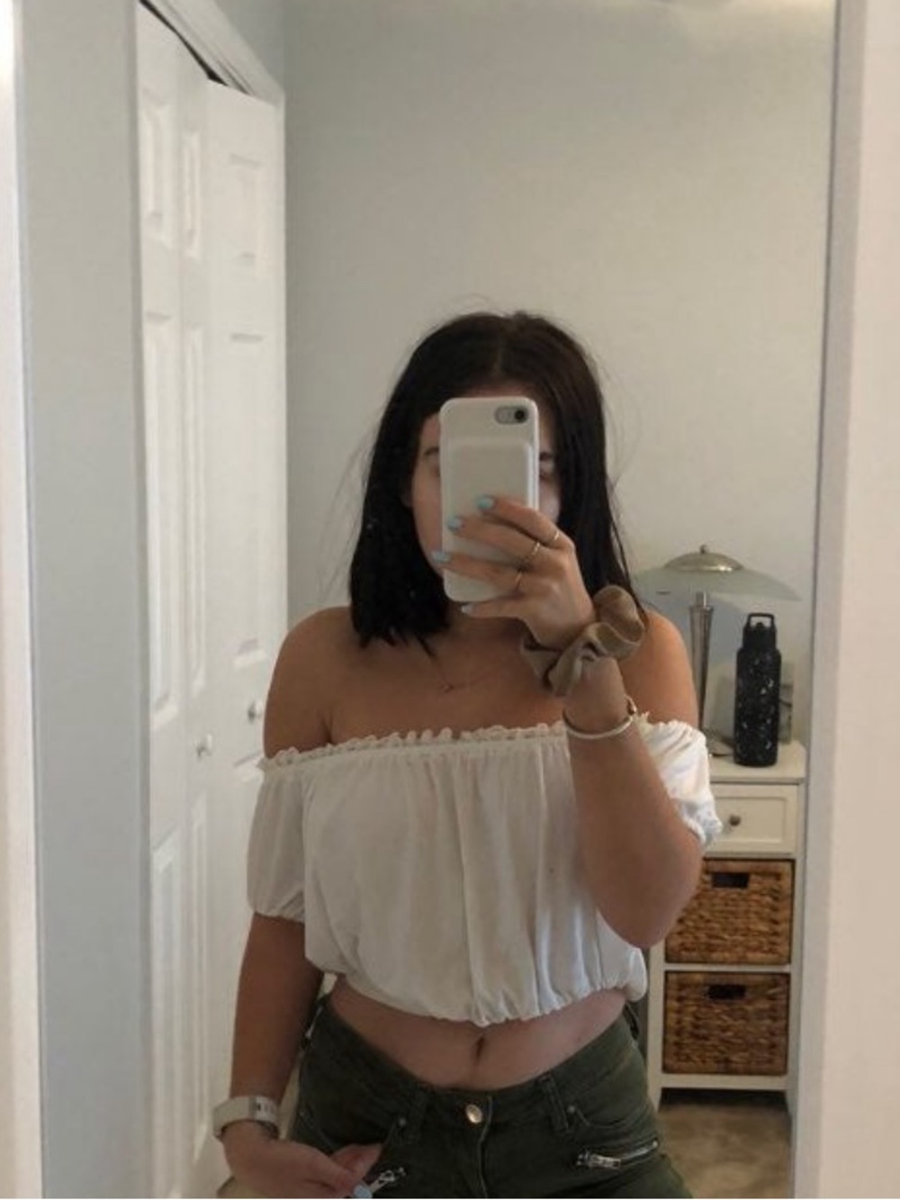Off-Shoulder White Crop Top - Women